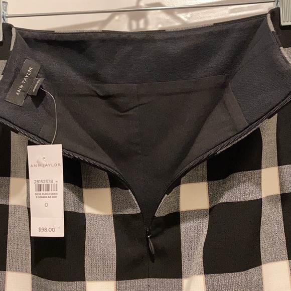 Plaid Front Slit Pencil Skirt, size-0, White/Black/Grey,Lined - Picture 5 of 11